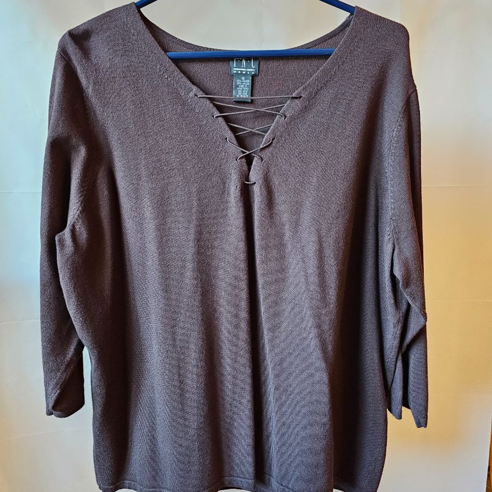 INC International Concepts Plus Size Knit Sweater in Brown - sz 1X